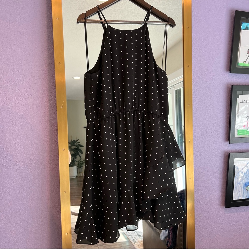 Abound - Assymetrical Polka Dot Ruffle Halter Dress